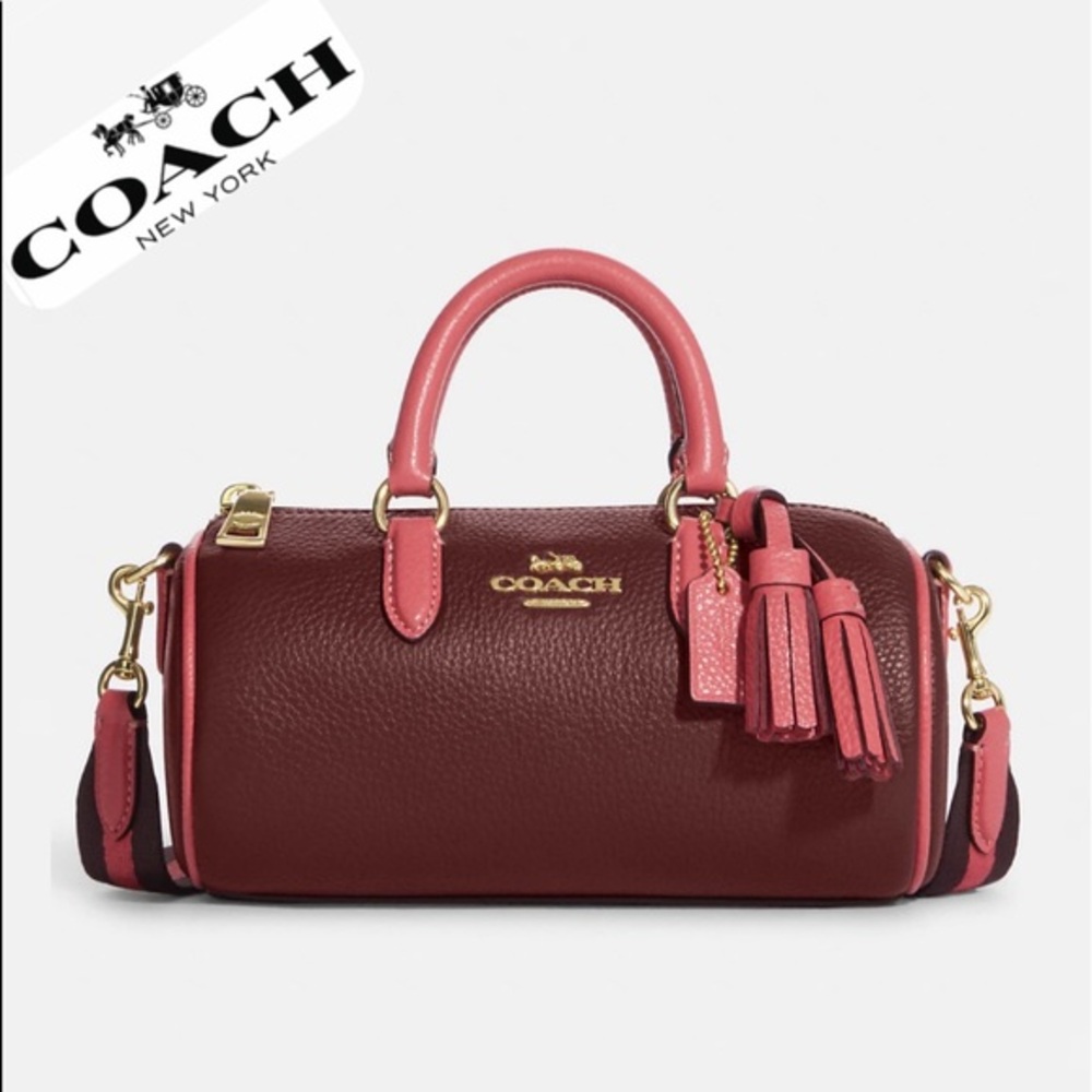 NWT‎ COACH CB876 LACEY CROSSBODY LEATHER SHOULDER BAG GOLD/WINE MULTI